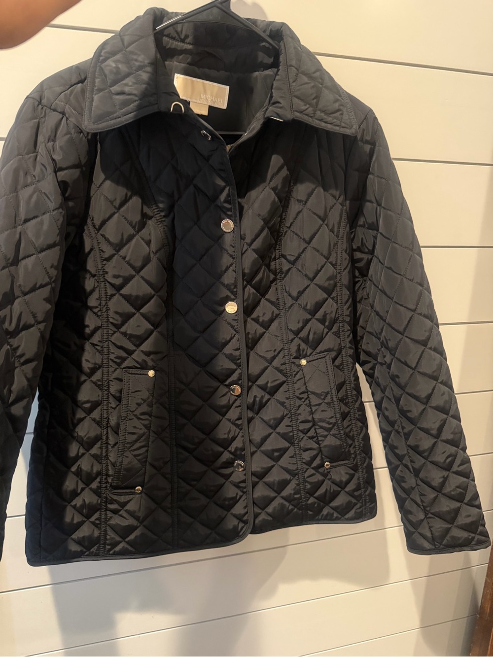 Michael Kors Black Quilted Diamond-Pattern Puffer Jacket